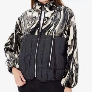 UGG Marlene Quilted Sherpa Jacket Black And White Marble